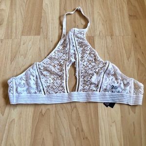 Very Sexy White High-Neck Keyhole Bralette